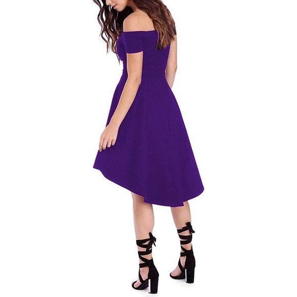 New Sarin Mathews Womens Off The Shoulder Short Sleeve High Low Cocktail… - Picture 7 of 16